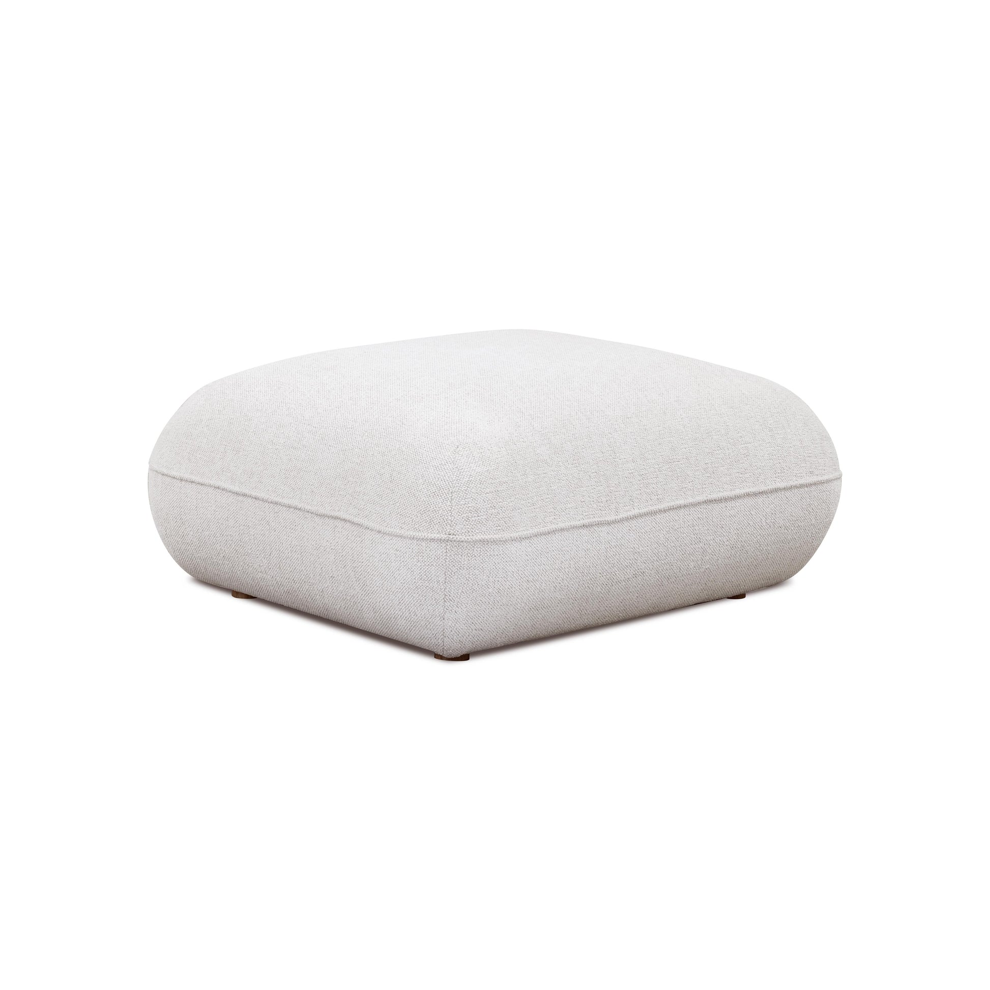 Arezza Stone White Contract-Grade Basketweave Chenille Ottoman - Image 3
