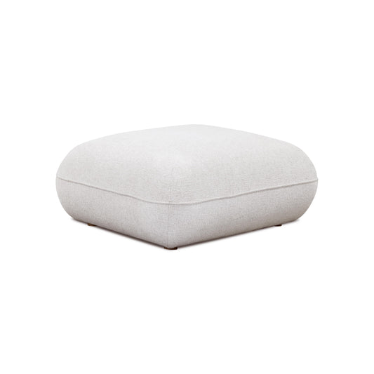 Arezza Stone White Contract-Grade Basketweave Chenille Ottoman - Image 1