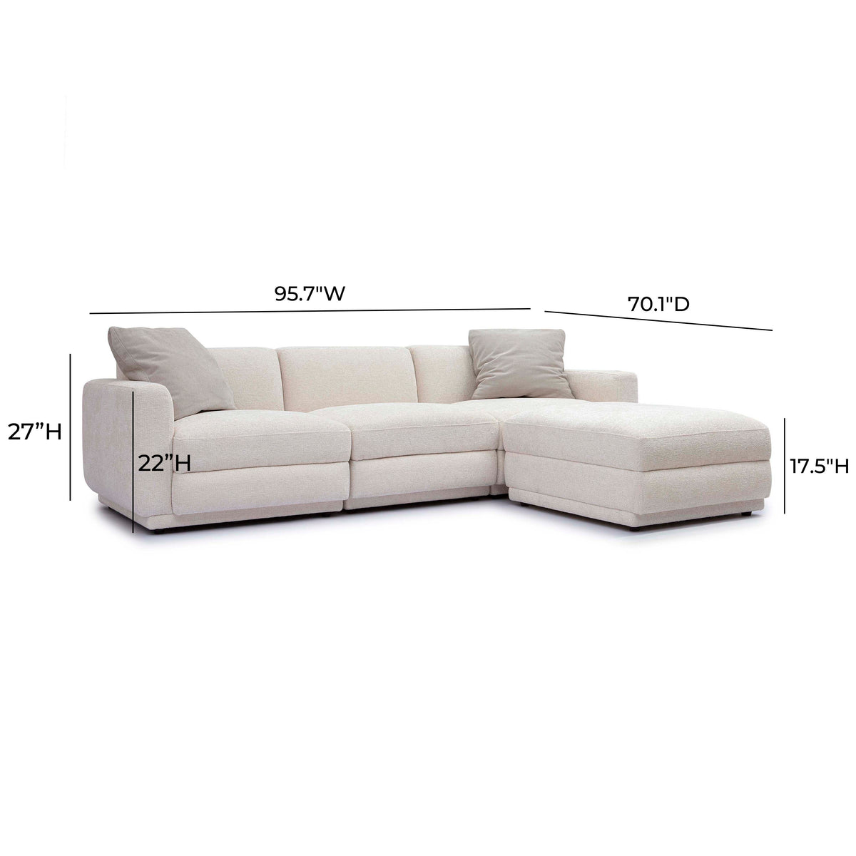Perry 4-Piece Modular Sectional - Cream - Image 6