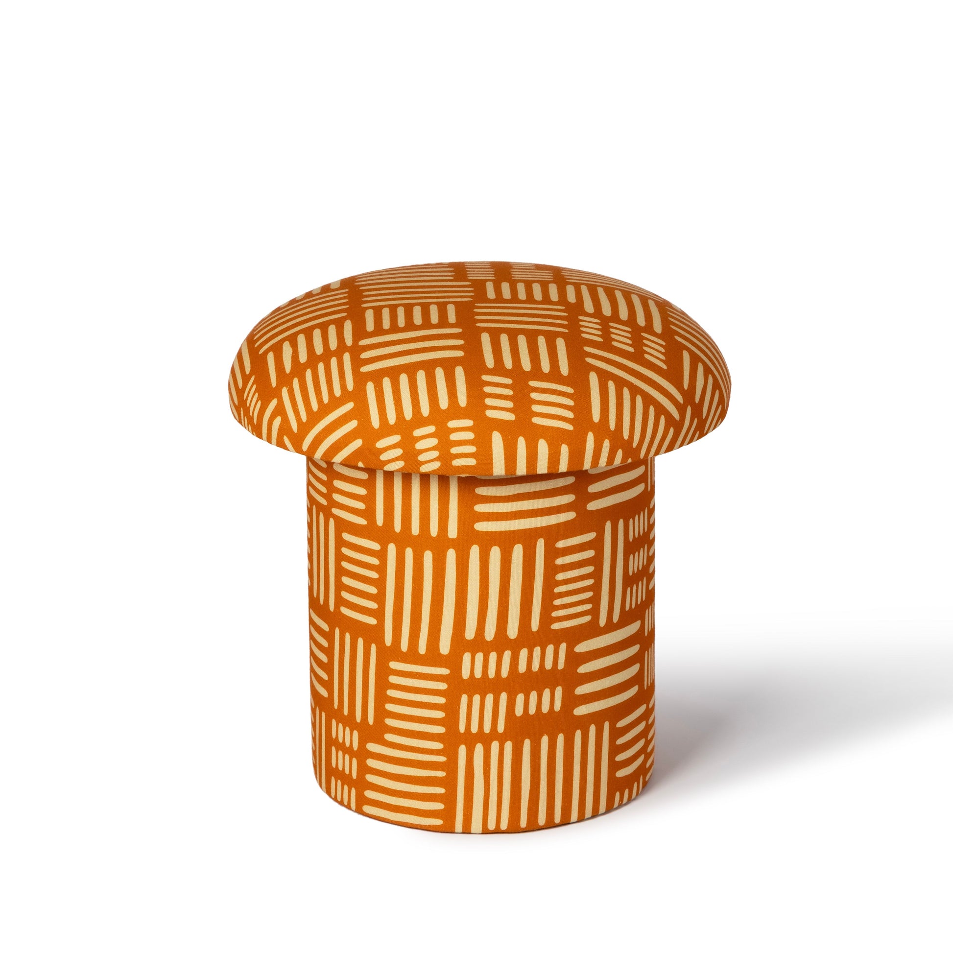 Lucy Rust Orange Tribal Print Mushroom Accent Stool - Image 1