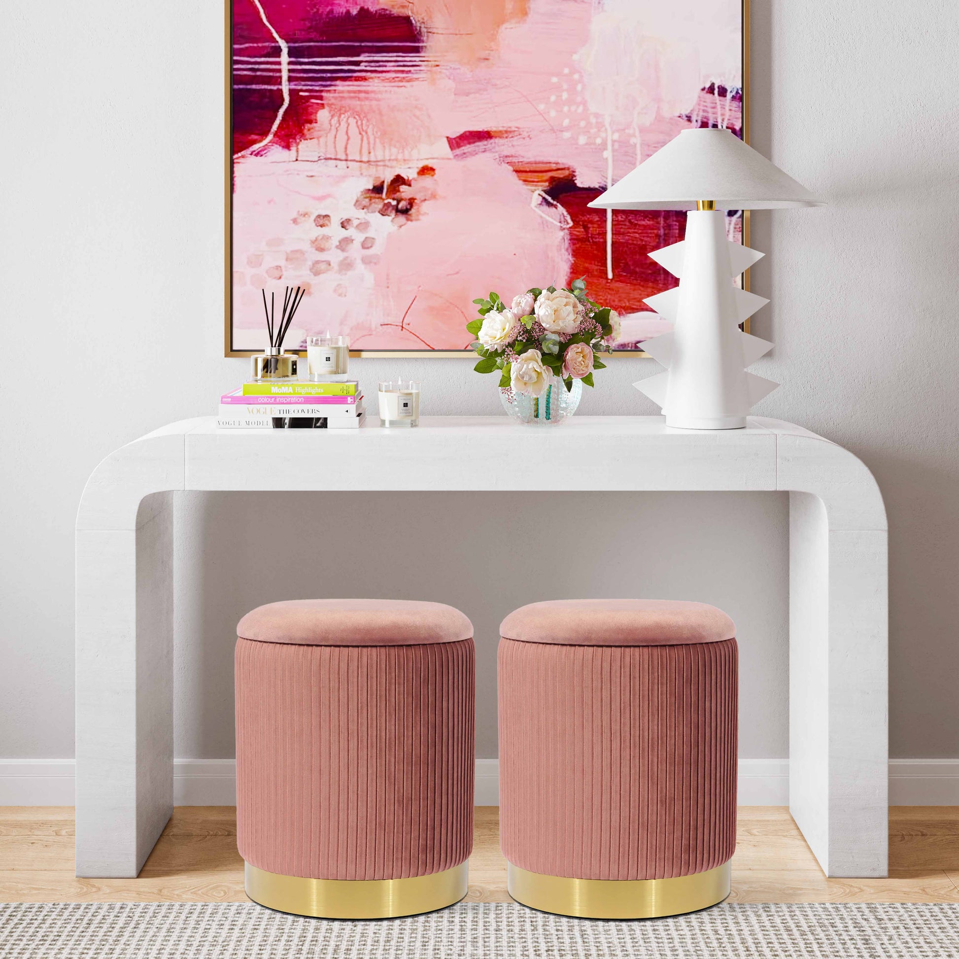 Zoe Storage Ottoman - Blush - Image 2