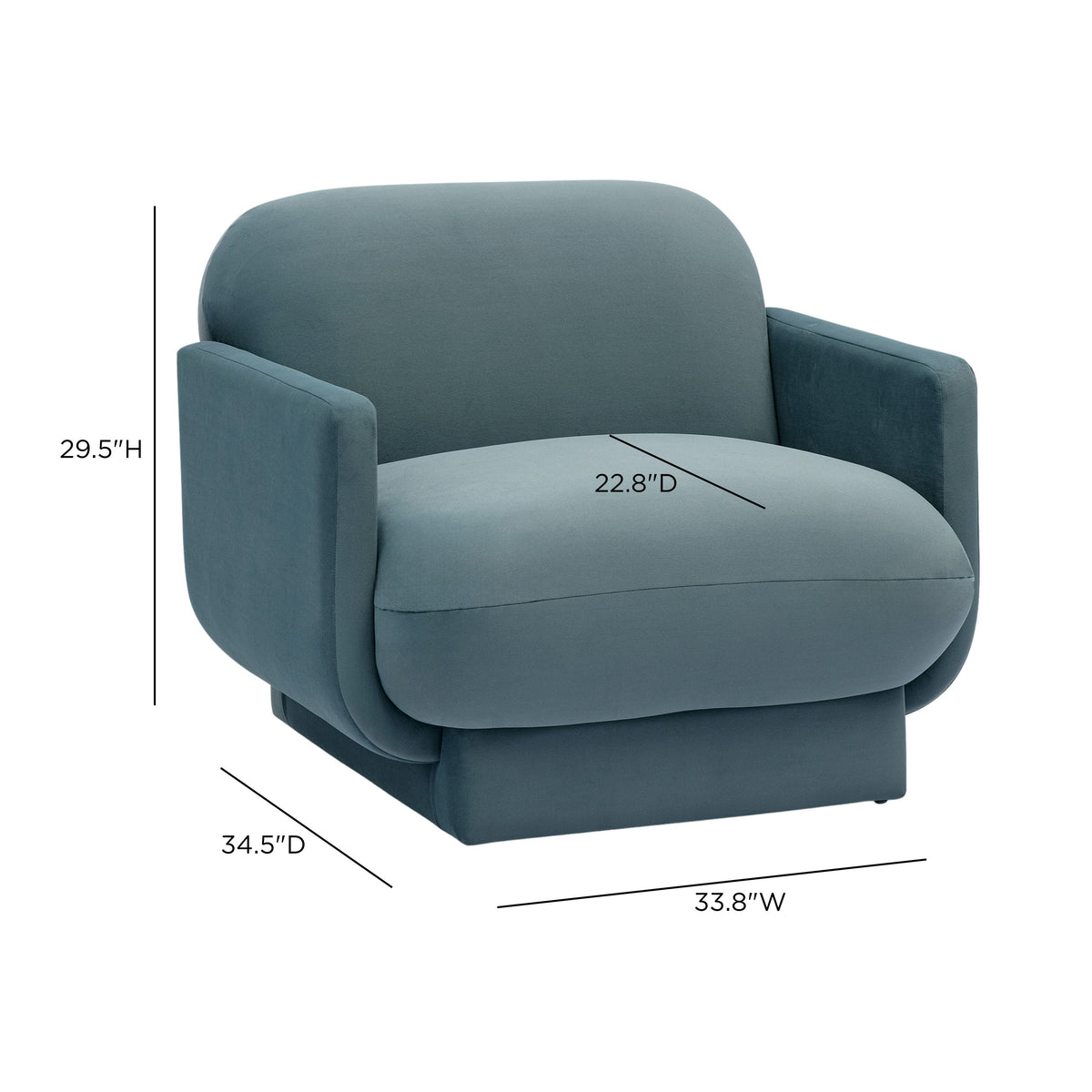 Azalea Performance Velvet Accent Chair - Powder Blue - Image 6