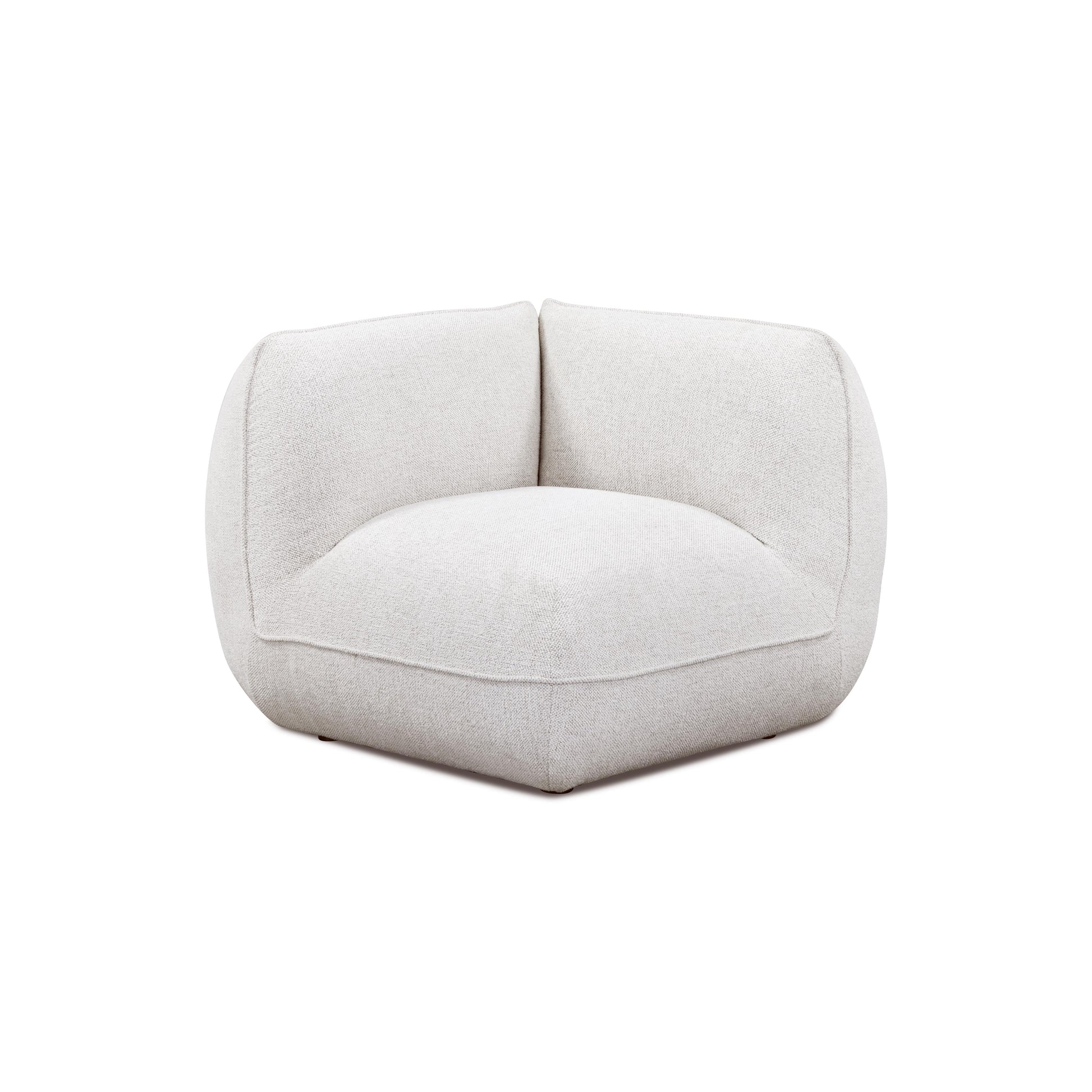 Arezza Stone White Contract-Grade Basketweave Chenille Corner Chair - Image 1