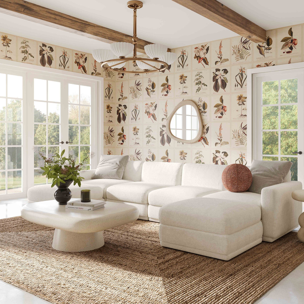 Perry 6-Piece Modular U-Sectional - Cream - Image 2