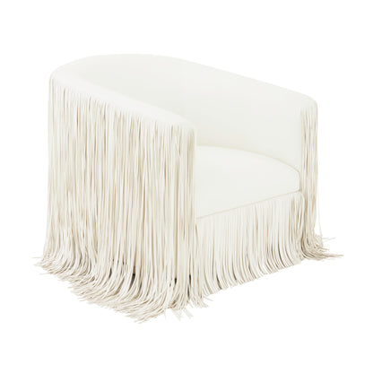 Shag Me Performance Vegan Leather Swivel Accent Chair - Ivory - Image 2