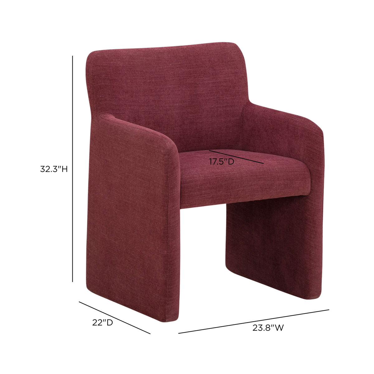Crawley Performance Linen Chenille Dining Chair - Red Wine - Image 7
