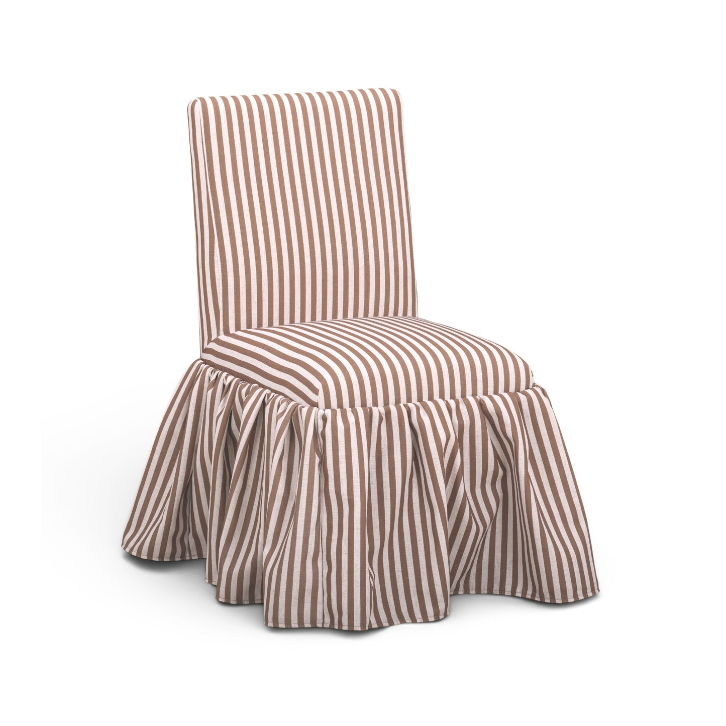 Gertrude Striped Performance Linen Skirted Dining Chair - Brown - Image 1