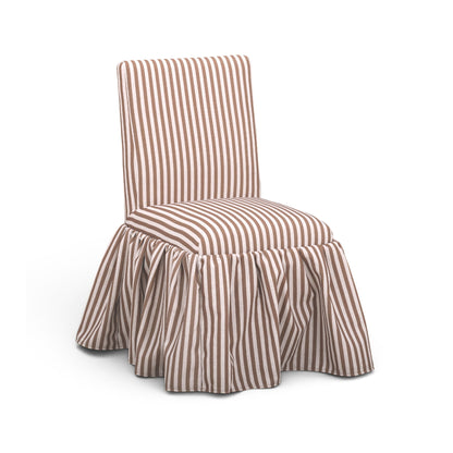 Gertrude Striped Performance Linen Skirted Dining Chair - Brown - Image 1