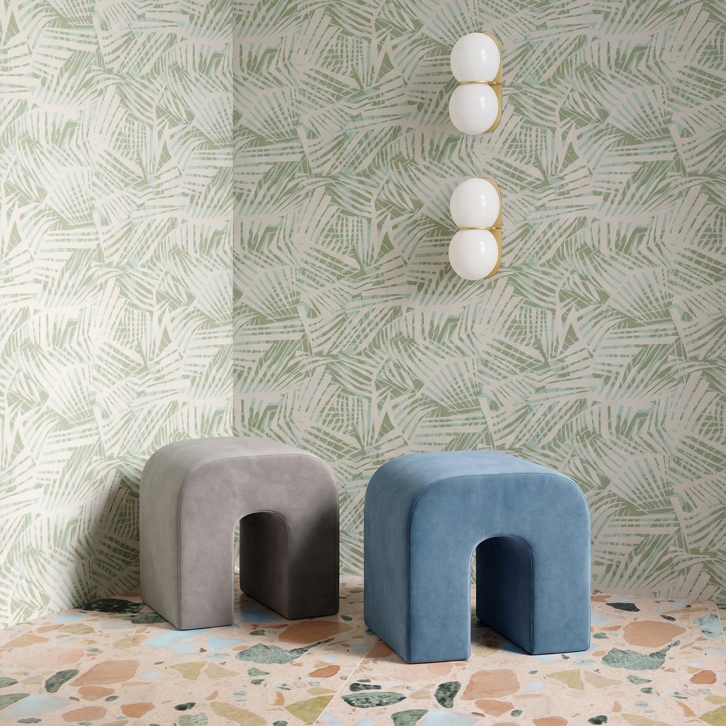 Desi Performance Fabric Ottoman - Taupe - Image 2