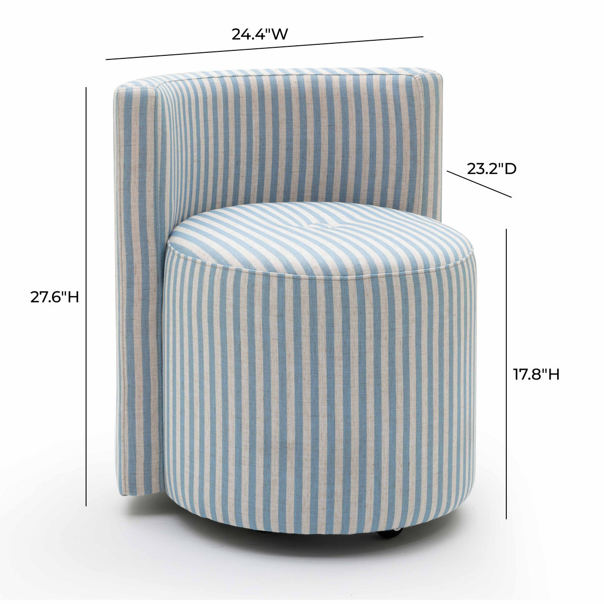 Alyssa Rolling Desk Chair - Blue - Image 7