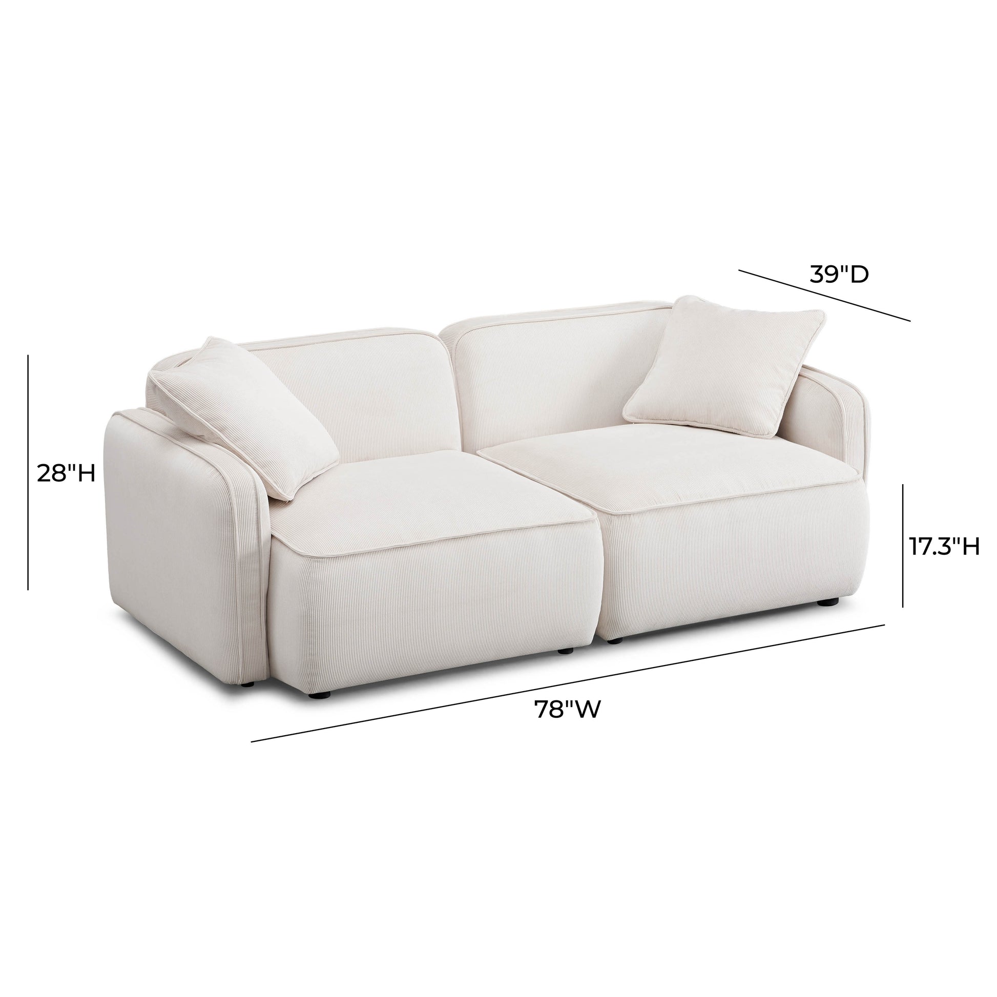 Travie 78" Modular Loveseat - White Sand - Image 6