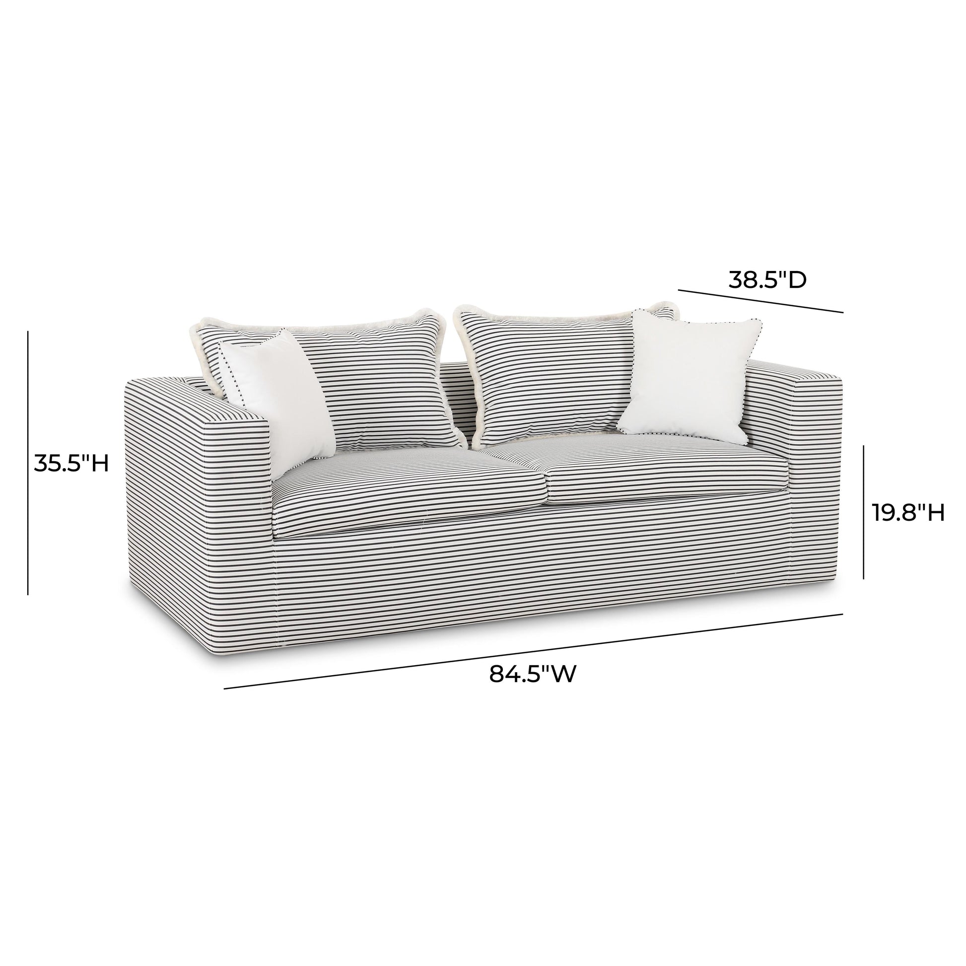 Salty 85" Indoor/Outdoor Sofa - Black Stripes - Image 6