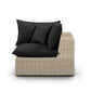 Cali Performance Fabric & Wicker Outdoor Corner Chair - Black / Natural - Image 3