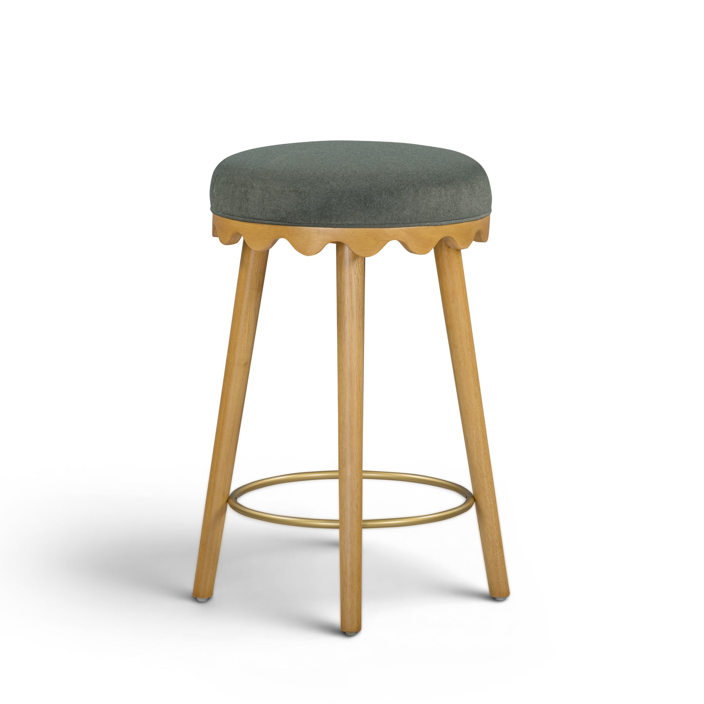 Oodle Green Performance Vegan Mohair Natural Counter Stool - Image 2