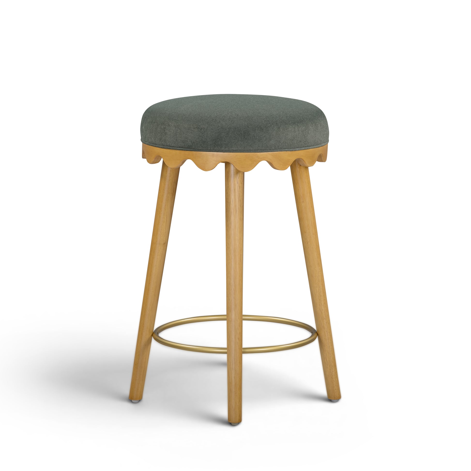 Oodle Green Performance Vegan Mohair Natural Counter Stool - Image 2