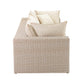 Cali 120" Performance Fabric & Wicker Outdoor Sofa - Cream / Beige - Image 6