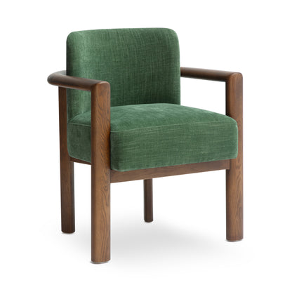 Irma Textured Performance Velvet Dining Chair - Forest Green - Image 1