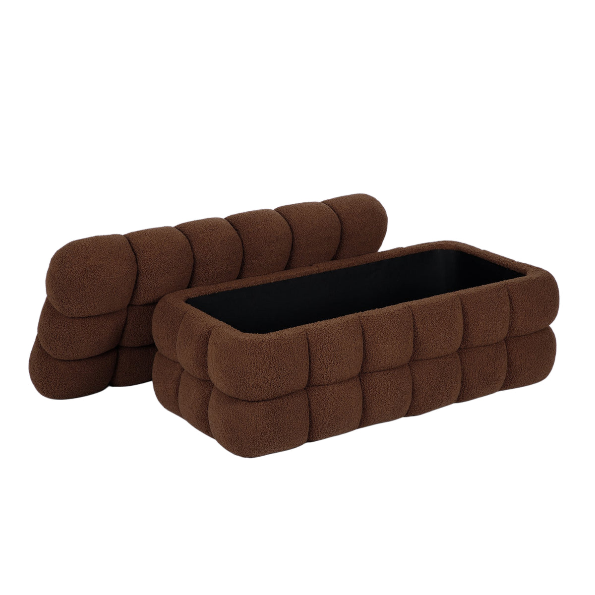 Anita 39" Faux Shearling Storage Bench With Reversible Tray Top - Brown - Image 6