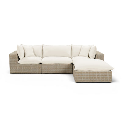 Cali 4-Piece Performance Fabric & Wicker Outdoor Sectional - Image 1