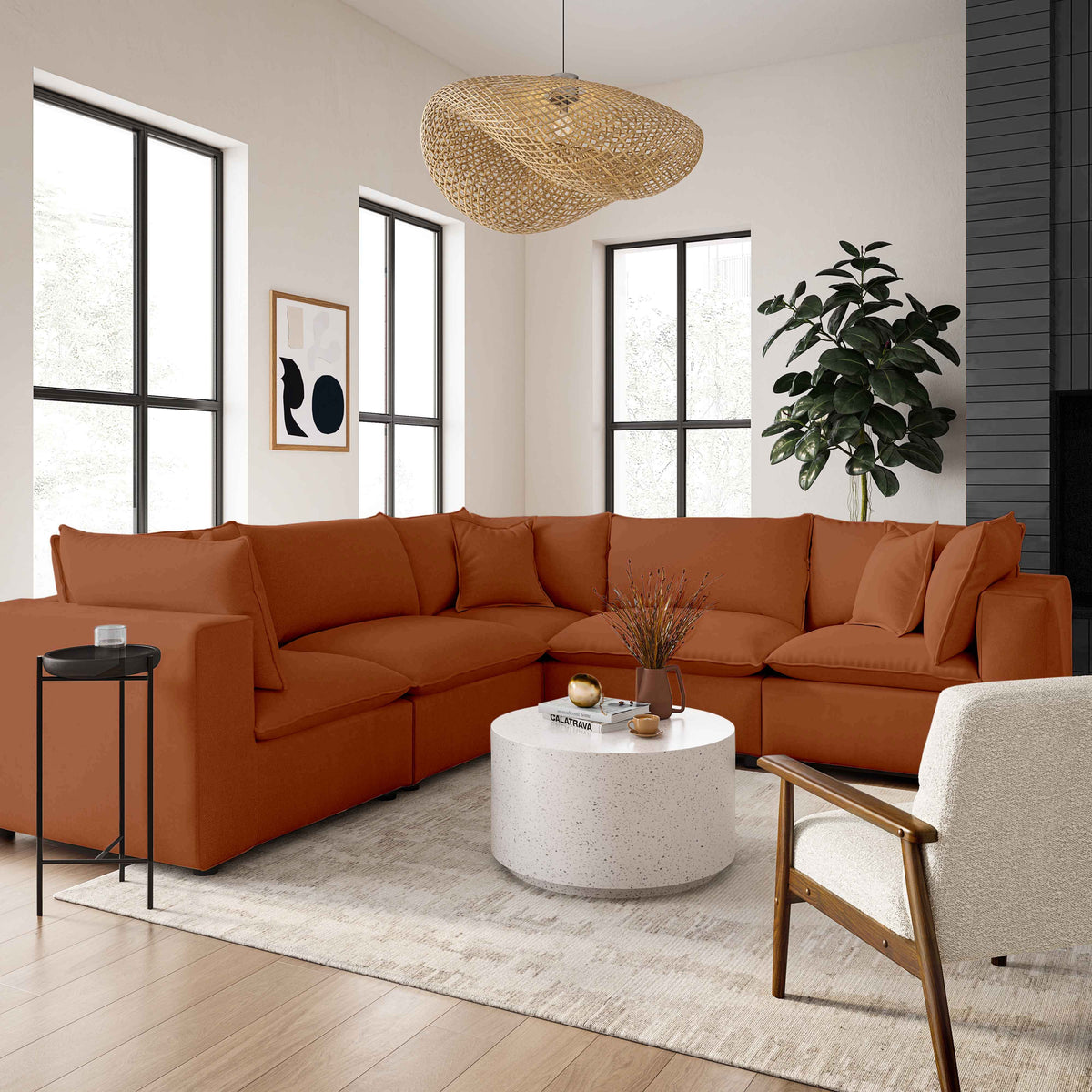Cali Modular Armless Chair - Rust - Image 2