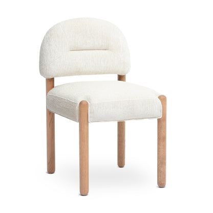 Bruno Thick Performance Chenille Arched Back Dining Chair - Cream - Image 1