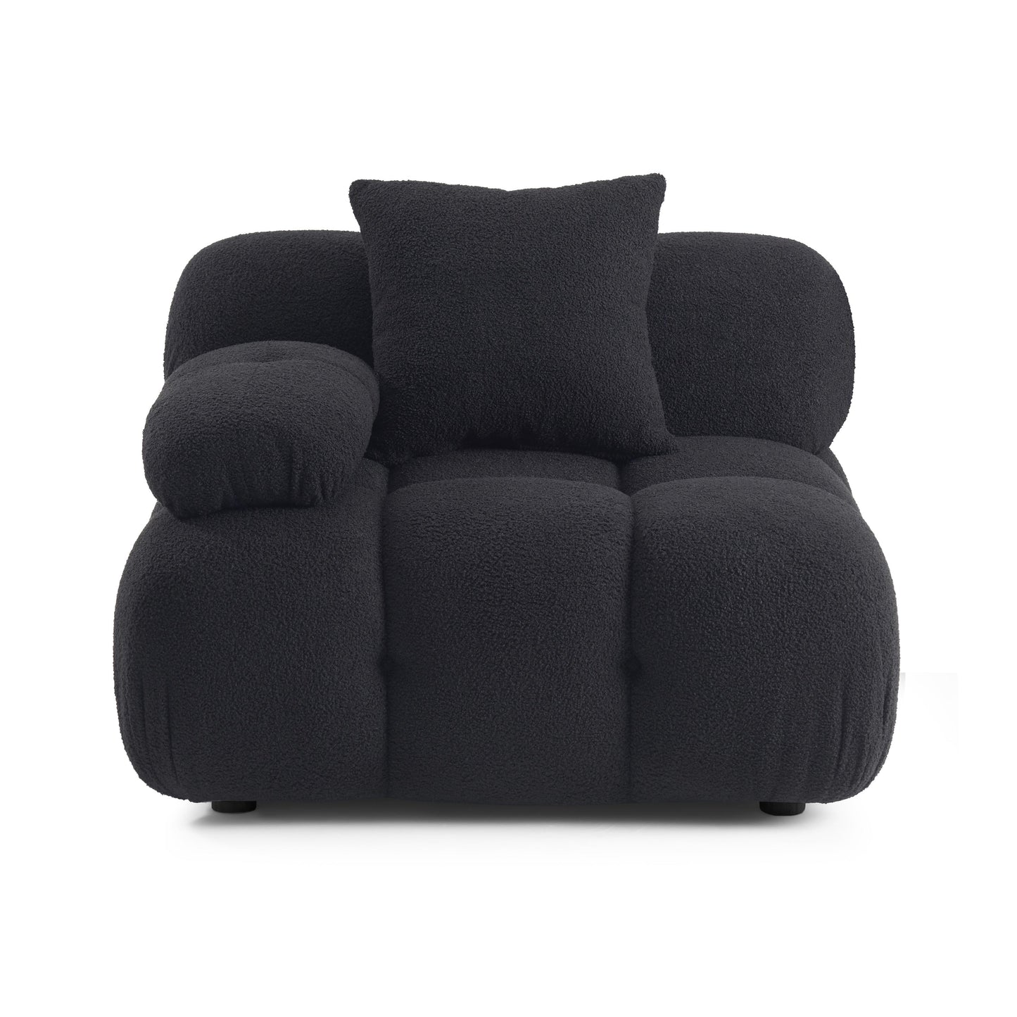 Calliope Performance Vegan Shearling Modular Corner Chair - Black - Image 3
