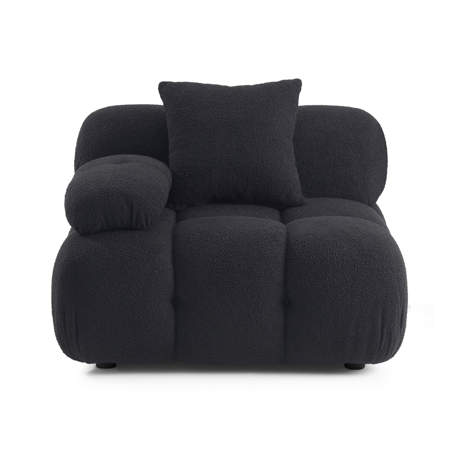 Calliope Performance Vegan Shearling Modular Corner Chair - Black - Image 3