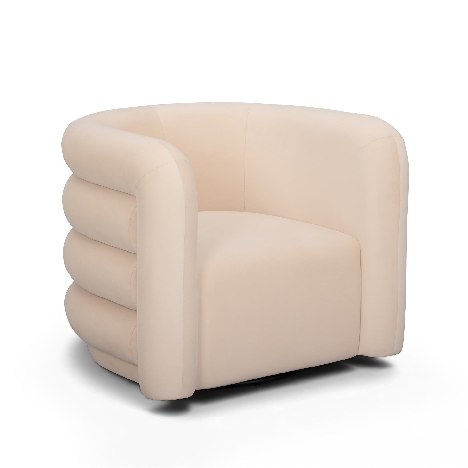 Curves Performance Velvet Swivel Accent Chair - Peach - Image 1