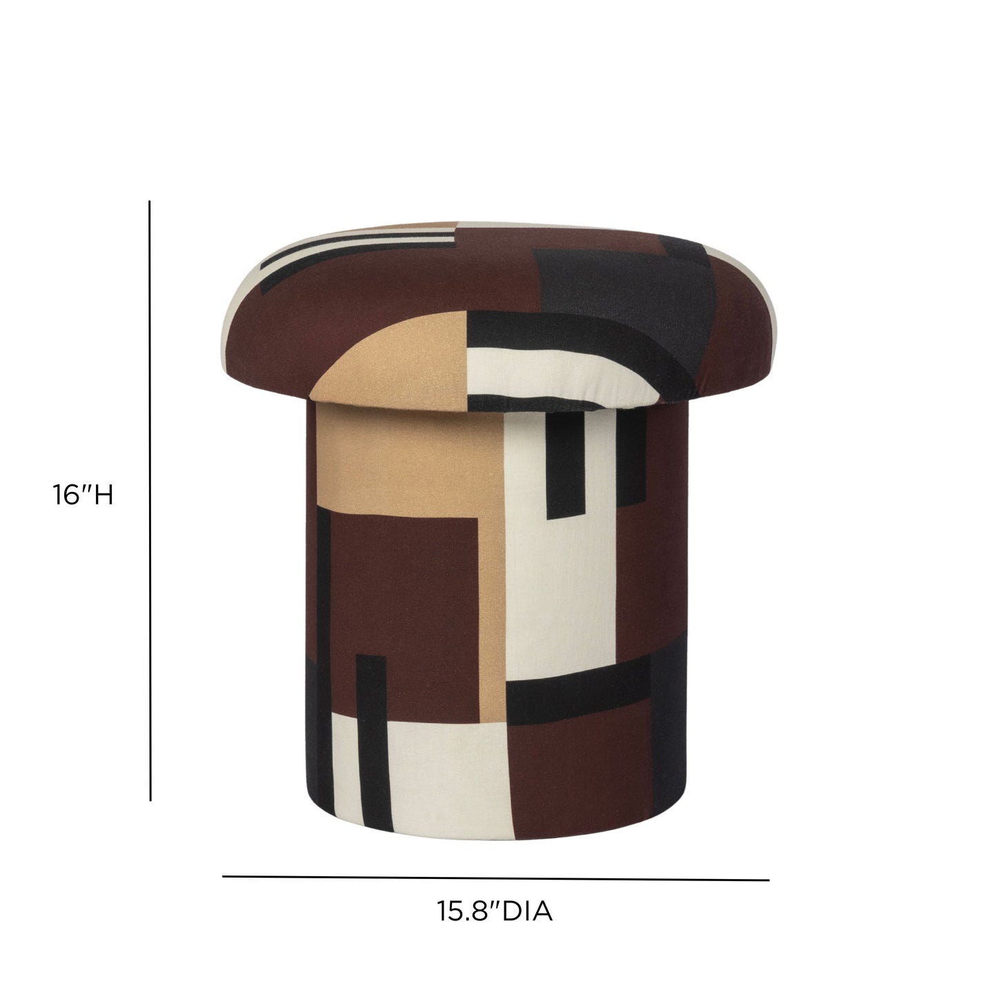 Lucy Mud Brown Abstract Print Mushroom Accent Stool - Image 5