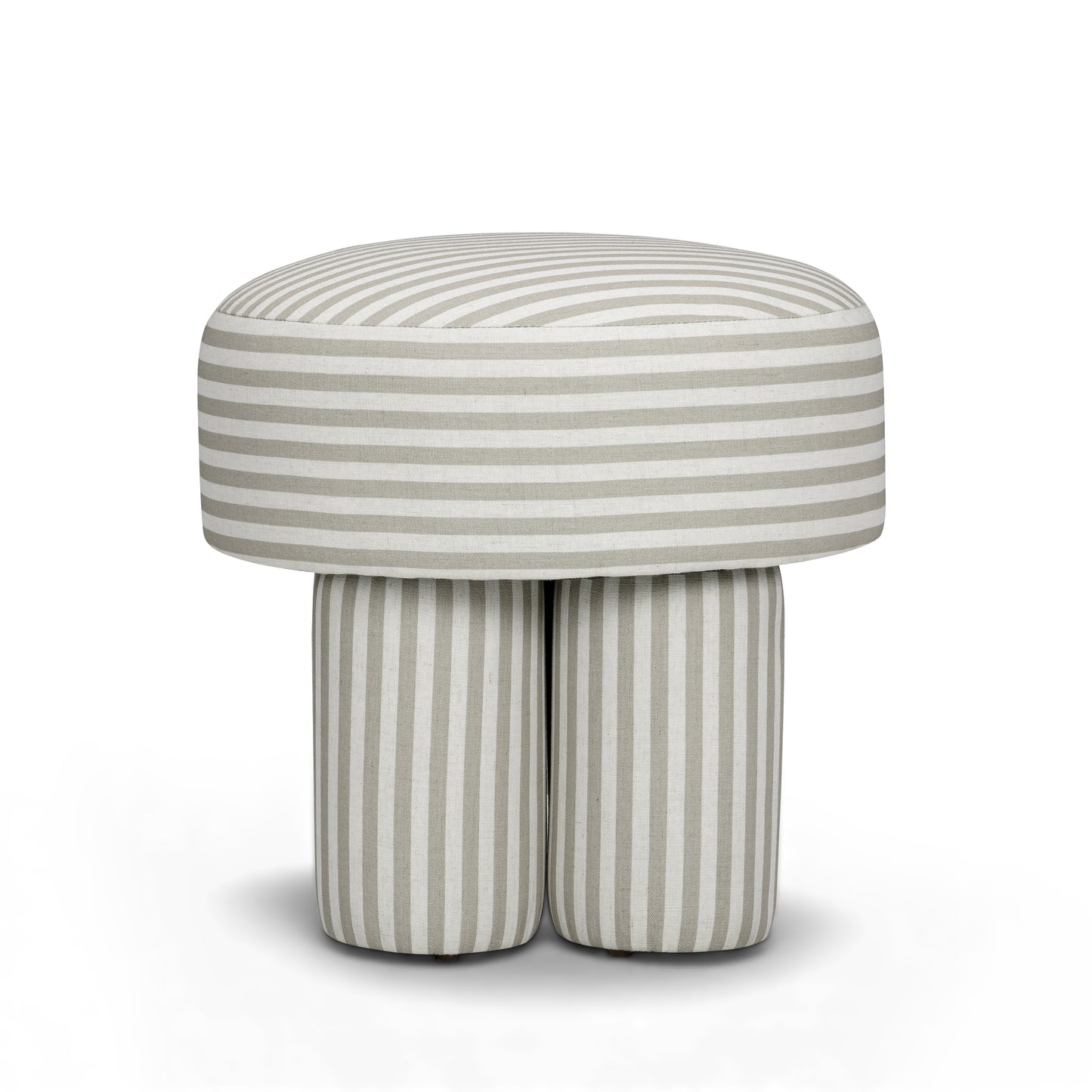 Masha Linen Accent Stool - Khaki Stripes - Image 4