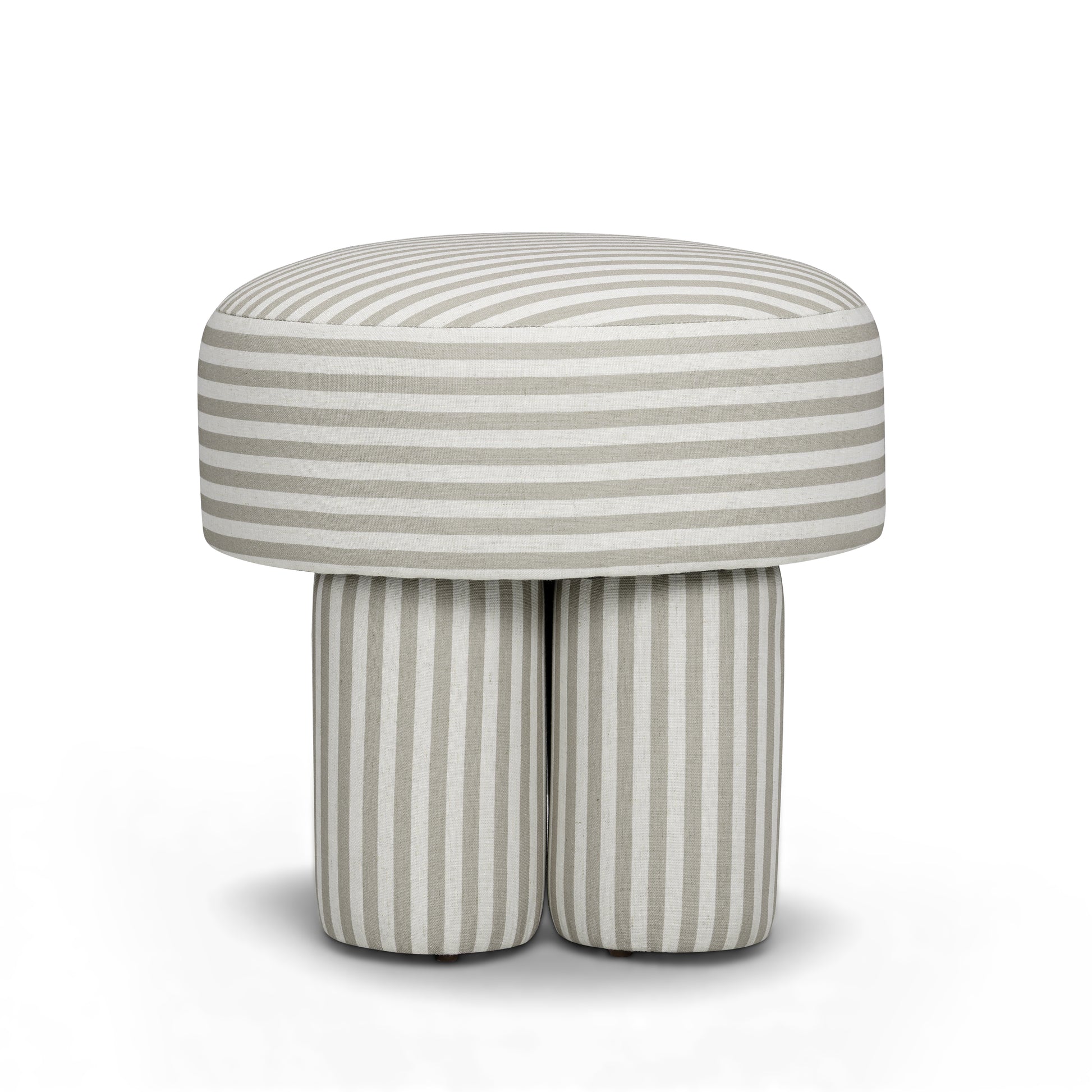 Masha Linen Accent Stool - Khaki Stripes - Image 4