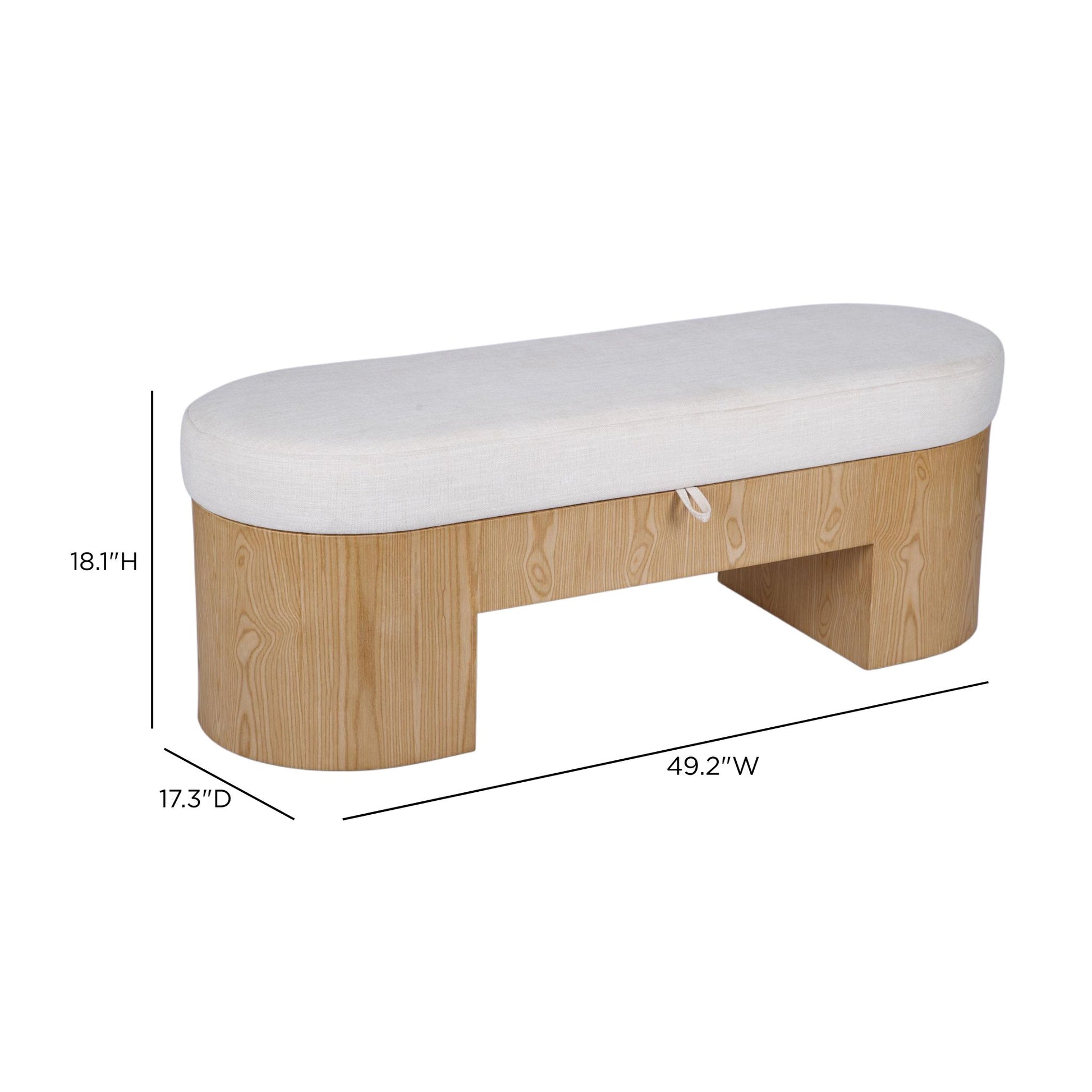 Poppi 49" Cream Performance Fabric Storage Bench - Image 7