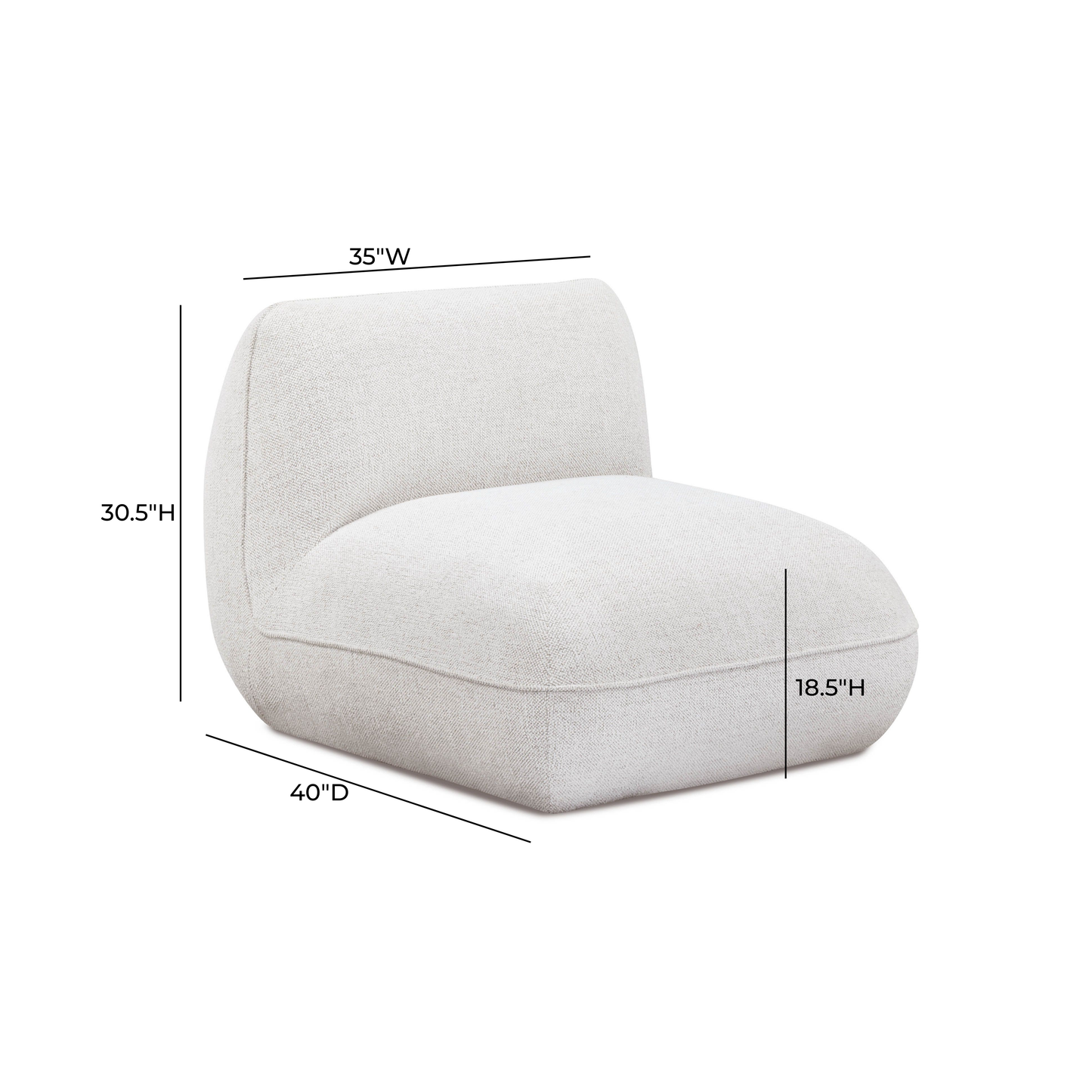 Arezza Stone White Contract-Grade Basketweave Chenille Armless Chair - Image 7