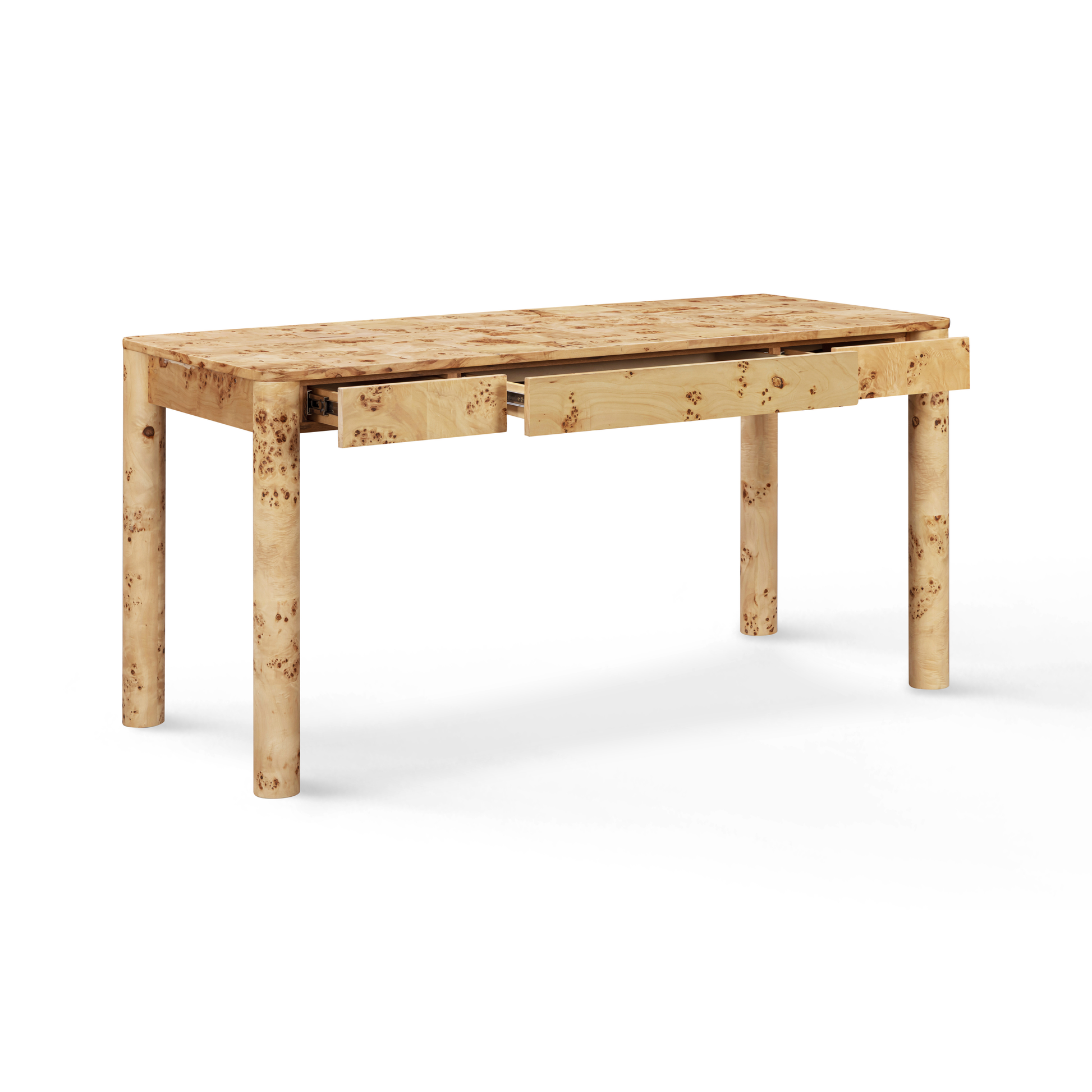 Berri 60" Natural Burl 3-Drawer Work Desk - Image 5