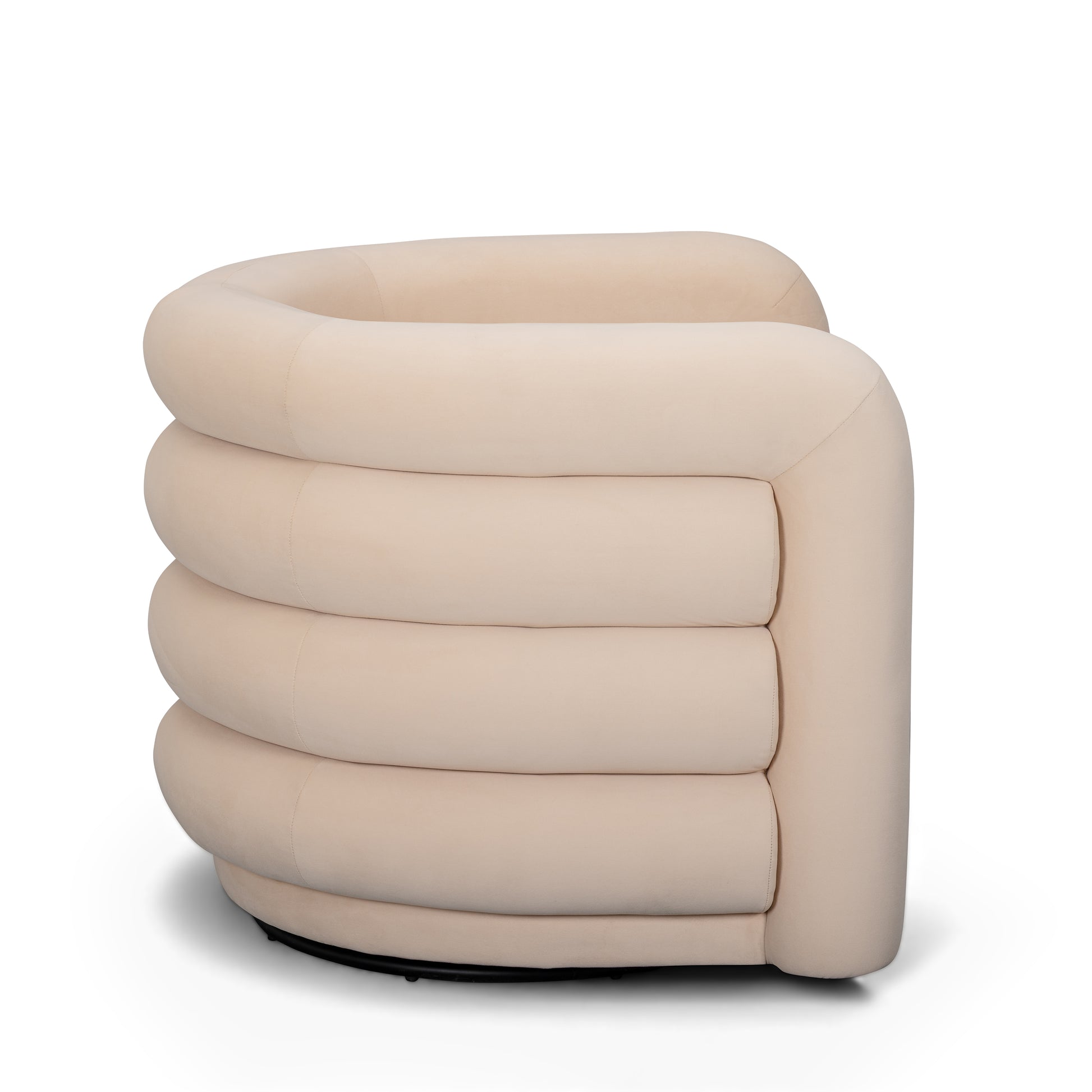 Curves Performance Velvet Swivel Accent Chair - Peach - Image 4