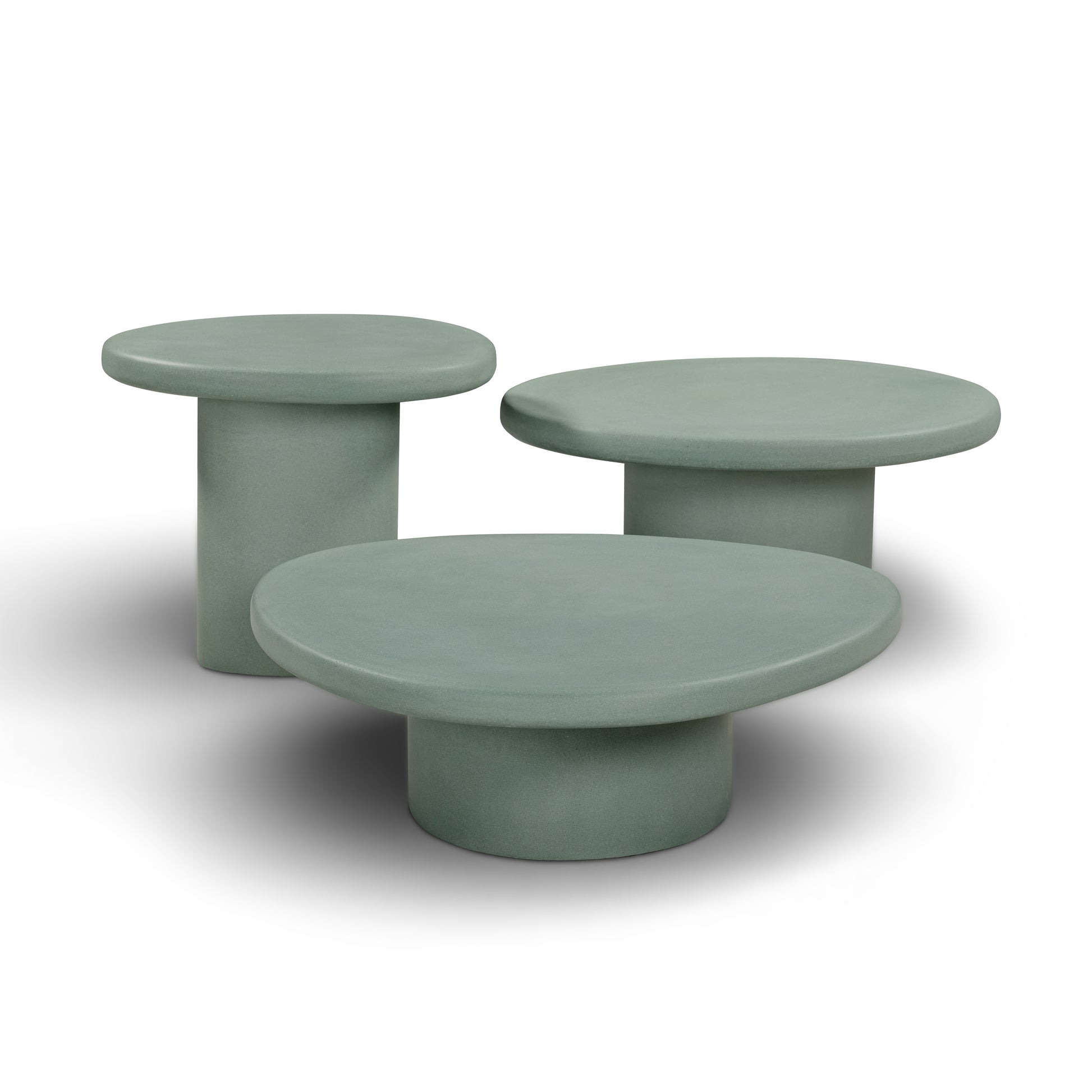 Jade Concrete Indoor/Outdoor Nesting Coffee Table Set - Green - Image 1