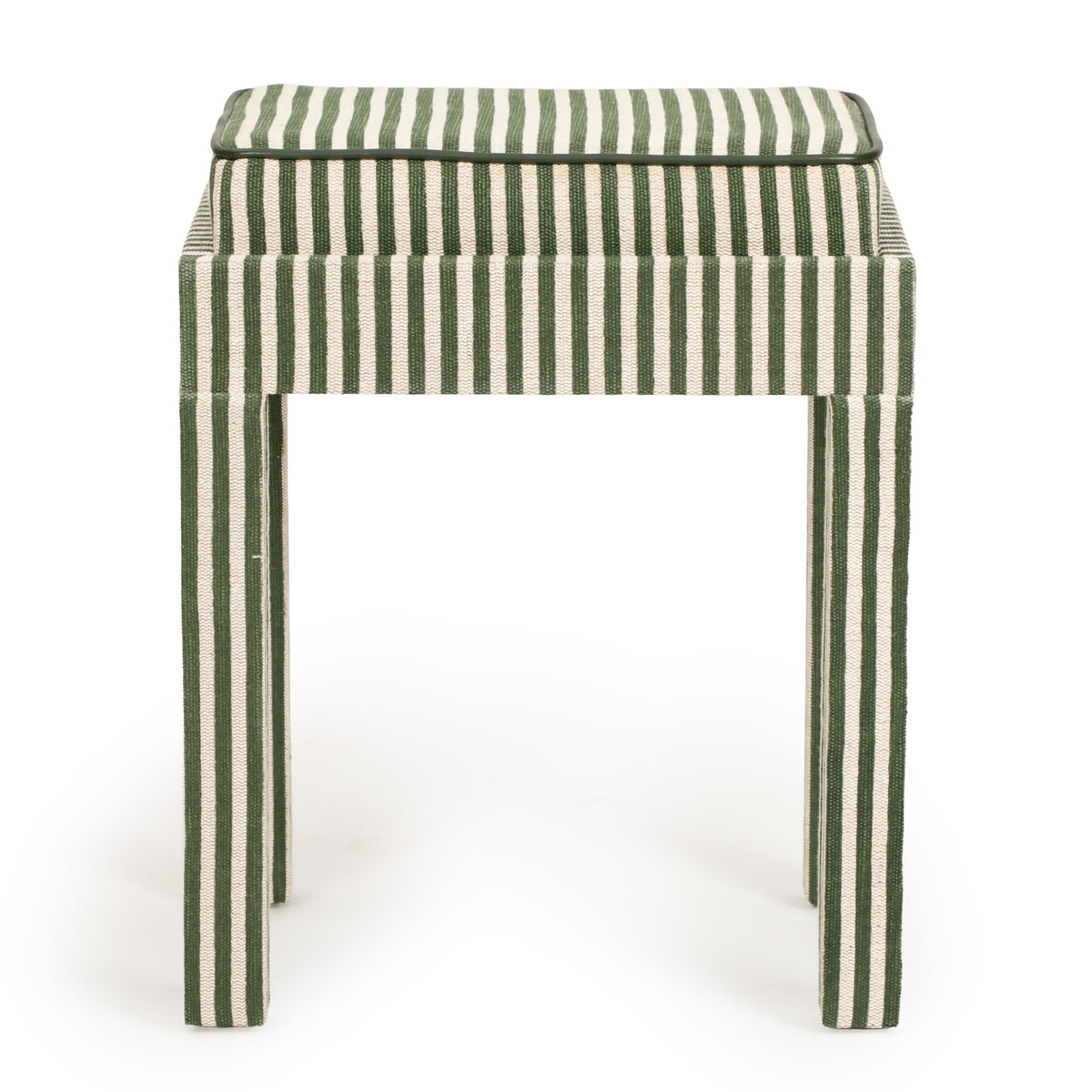 Kora Cotton Jute Contract-Grade Accent Stool - Green Stripes - Image 6