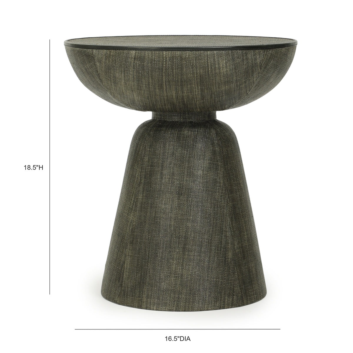 Mason Dark Green Faux Raffia Side Table - Image 4