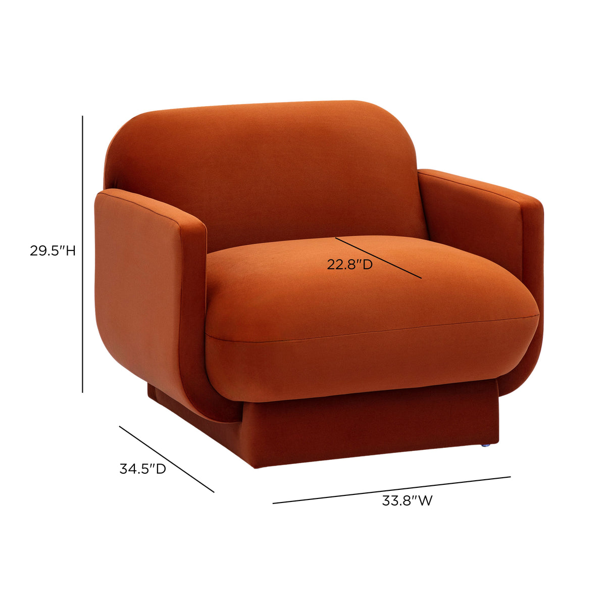 Azalea Performance Velvet Accent Chair - Rust Orange - Image 6