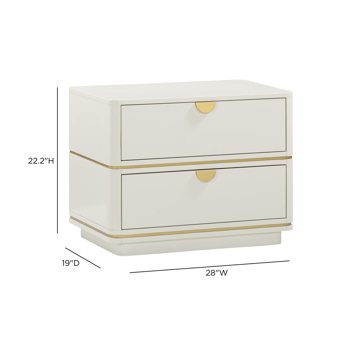 Julieta 28" 2-Drawer Nightstand - Cream - Image 6