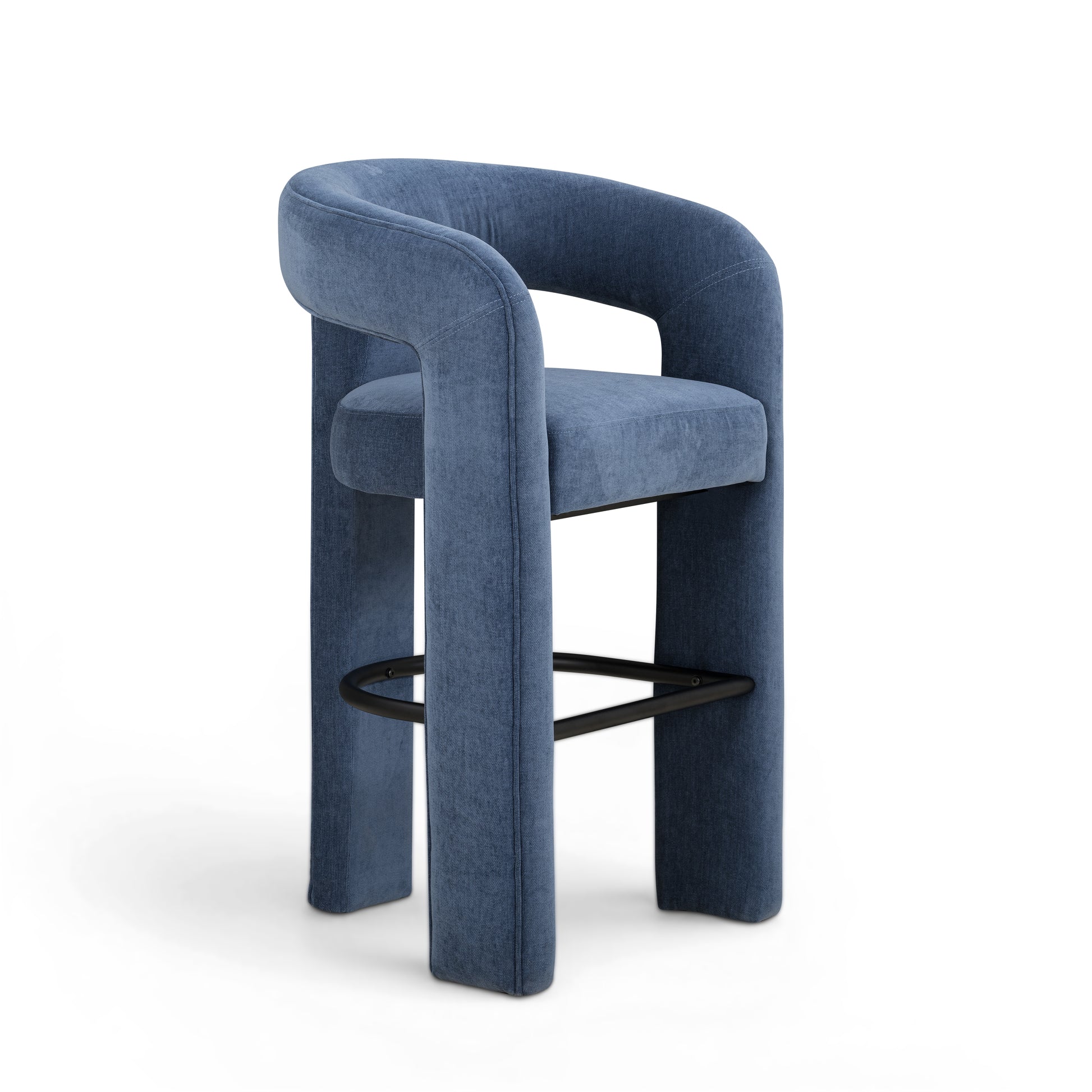 Malone Denim Blue Performance Fabric Bar Stool - Image 2