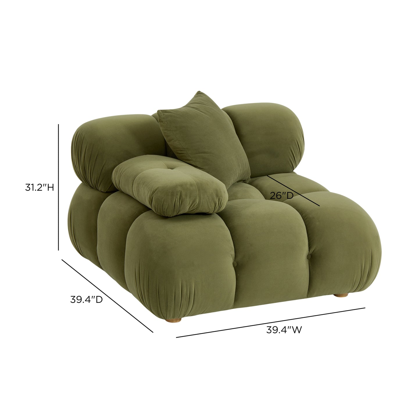 Calliope Performance Modular Corner Chair - Olive Green - Image 7