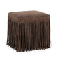 Daphne Square Suede Fringe Ottoman - Chocolate Brown - Image 2