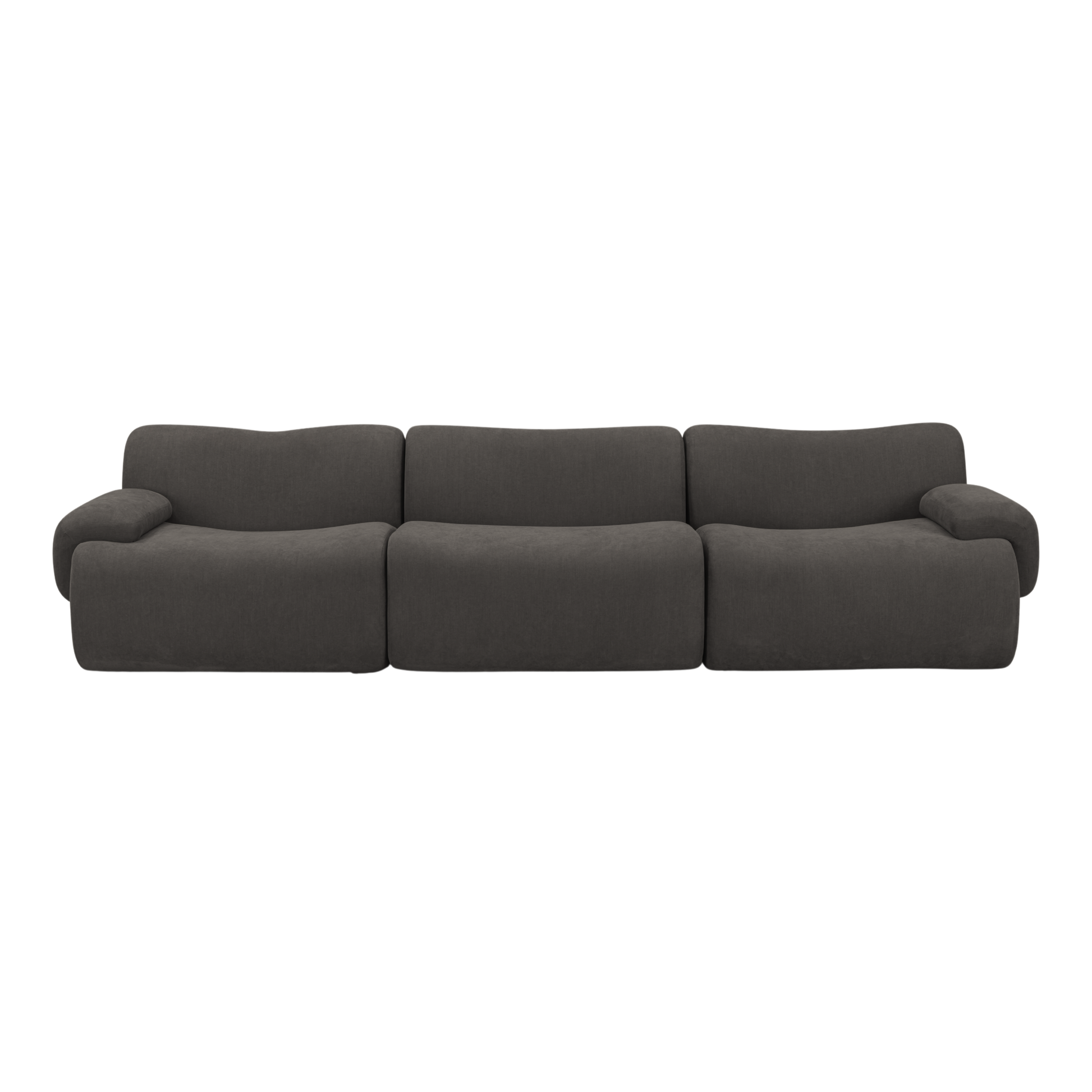 Zenith 116.5" Contract-Grade Upcycled Fabric Modular Sofa - Grey - Image 2
