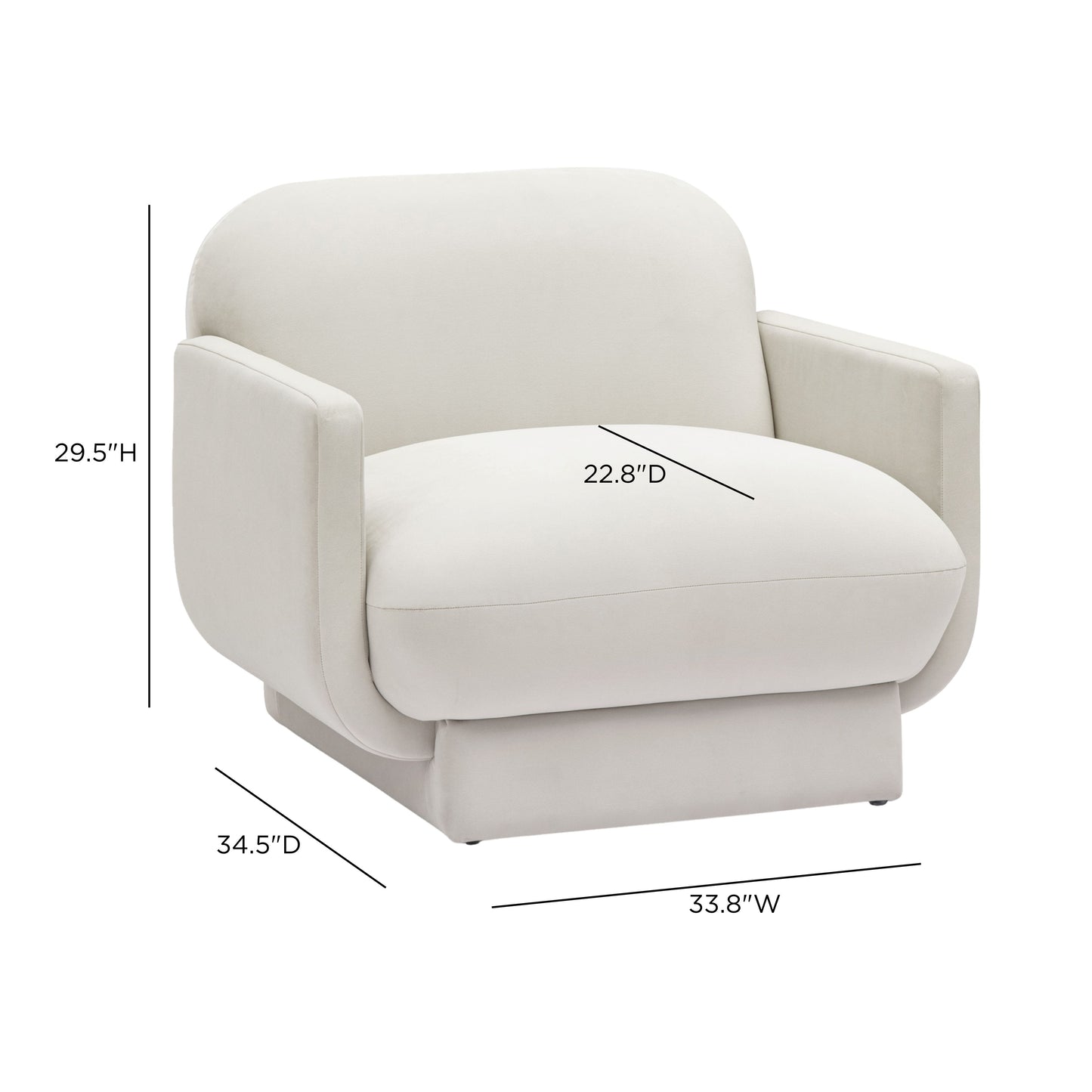 Azalea Performance Velvet Accent Chair - Cream - Image 6