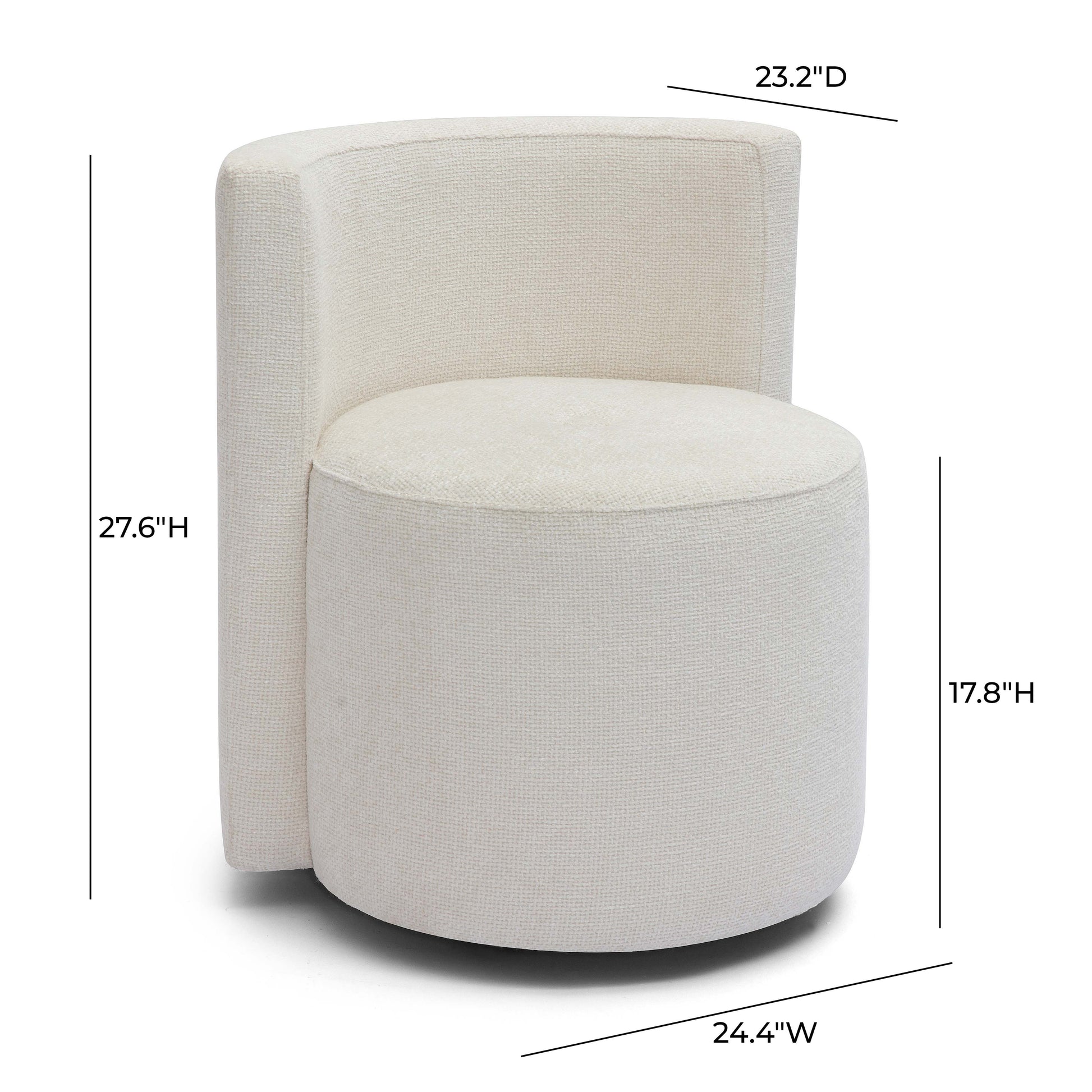 Alyssa Rolling Desk Chair - Off-White - Image 6