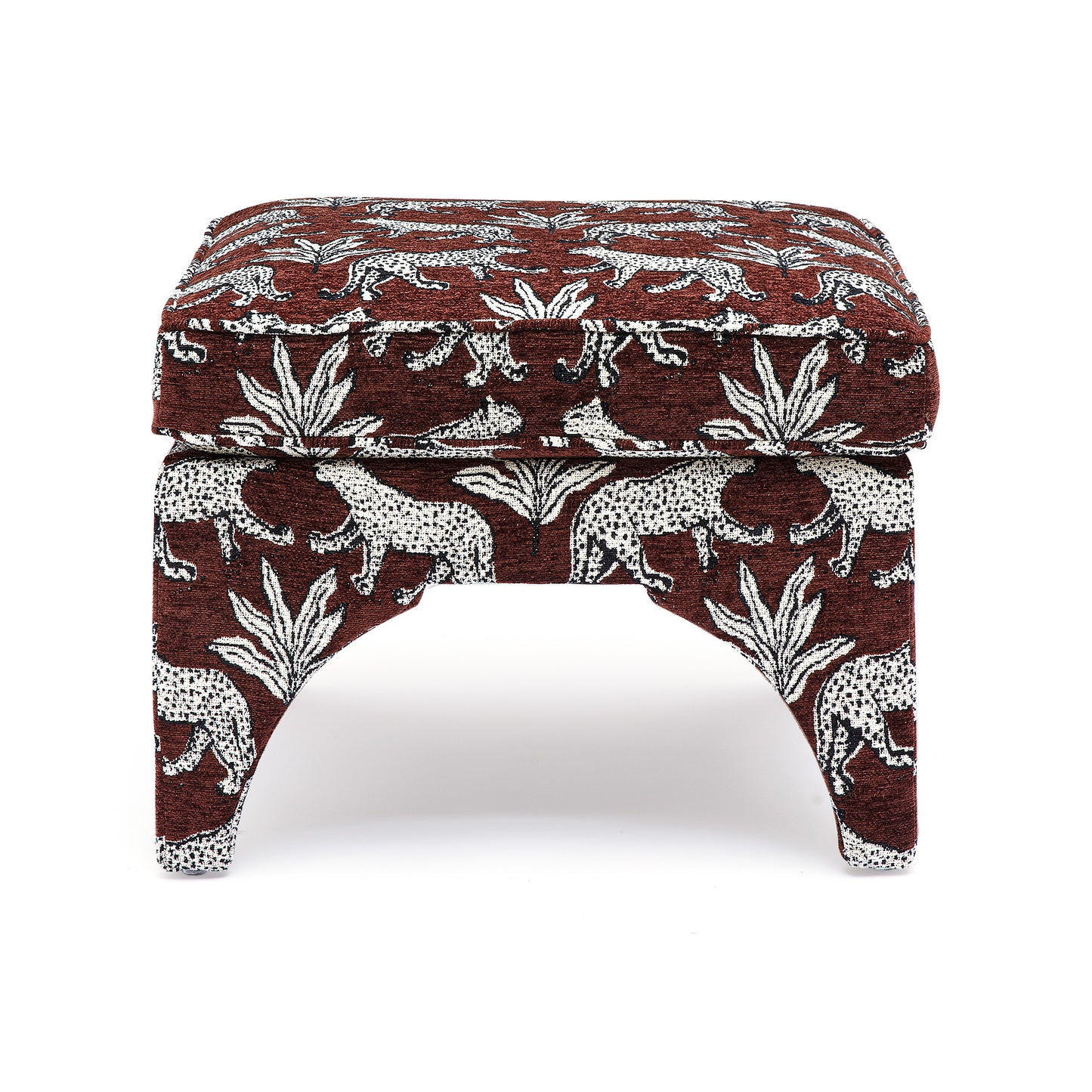 Raji Leopard Performance Jacquard Ottoman - Brown - Image 2