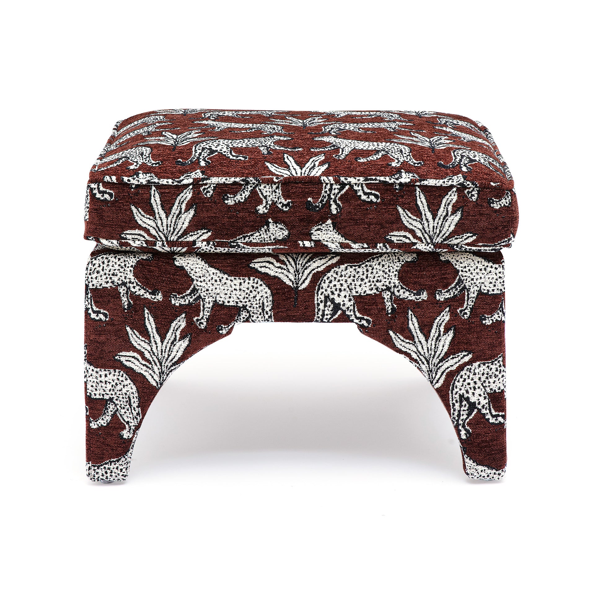 Raji Leopard Performance Jacquard Ottoman - Brown - Image 2