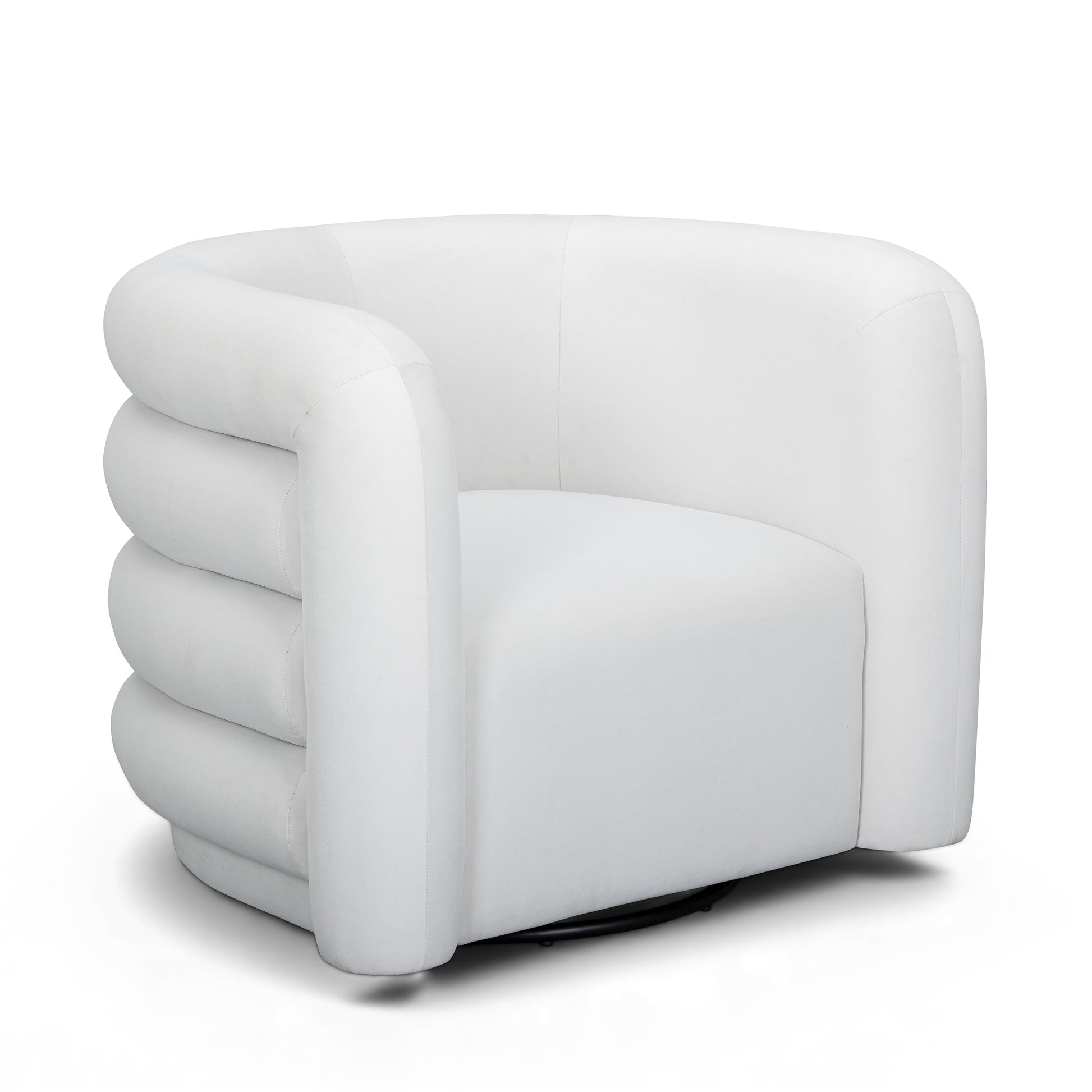 Curves Performance Velvet Swivel Accent Chair - Cream - Image 1