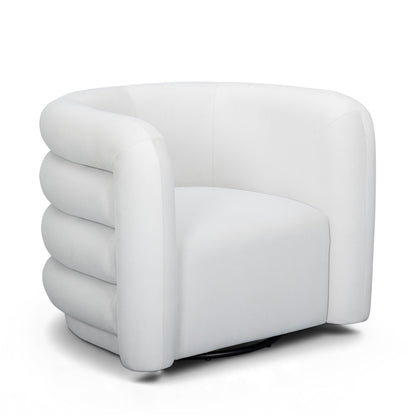 Curves Performance Velvet Swivel Accent Chair - Cream - Image 1